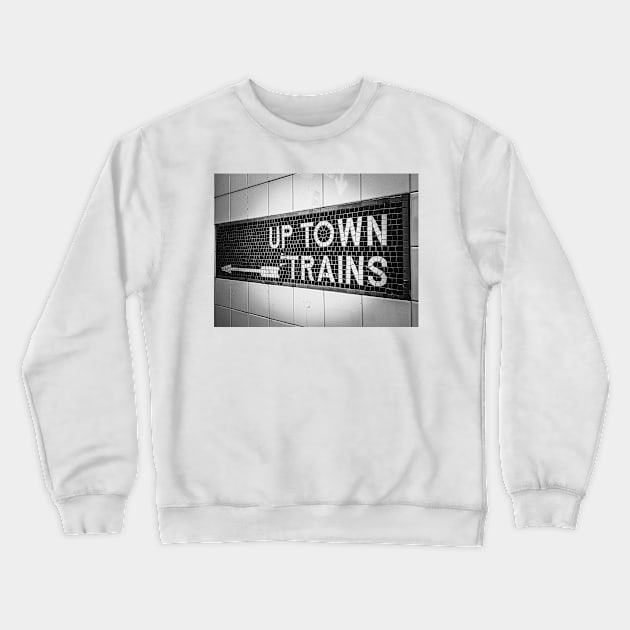 Up Town Trains (black and white) Crewneck Sweatshirt by goldstreet